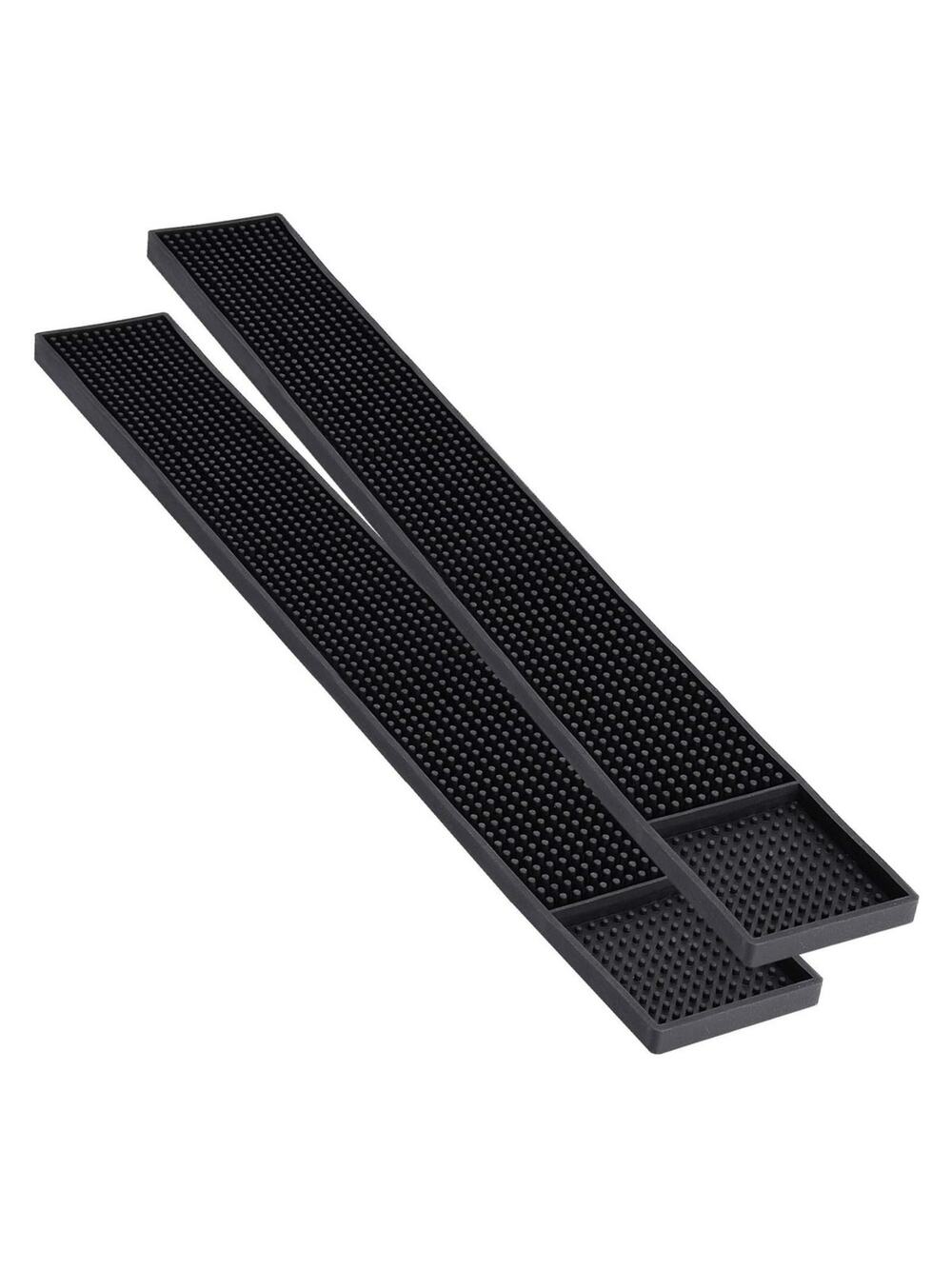 Noverlife Bar Spill Mat 2 Pack Black Rubber 23.5 x 3 in Non Slip Rail Runner